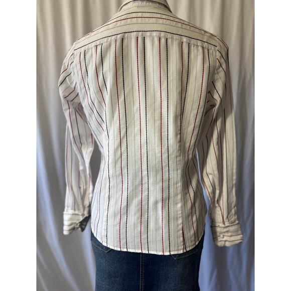Marks & Spencer Striped Button-Up Blouse - Size UK 14 (US 10) - Picture 7 of 11